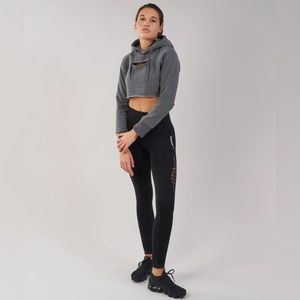 Gymshark Cropped Raw Edge Hoodie - Charcoal Marl XS